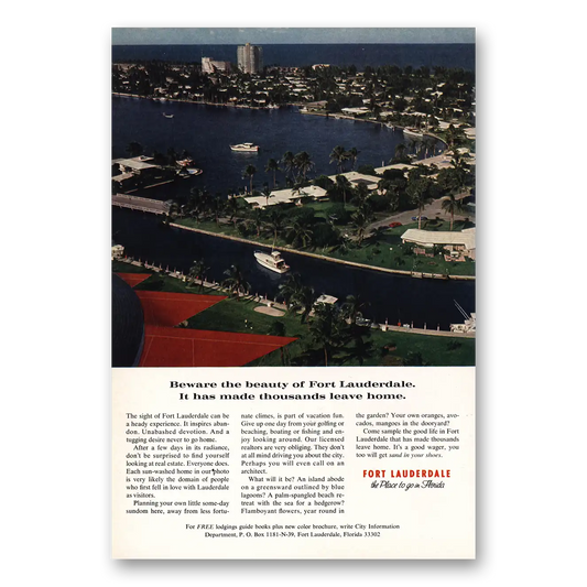 1966 Fort Lauderdale Florida Beware the Beauty Vintage Magazine Print Ad