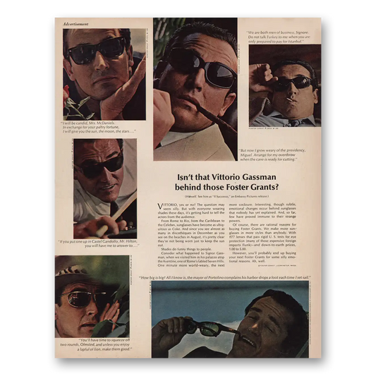 1966 Foster Grant Isn't That Vittorio Gassman Vintage Magazine Print Ad