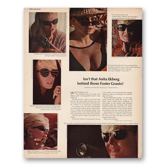 1966 Foster Grant Isn't That Anita Ekberg Vintage Magazine Print Ad