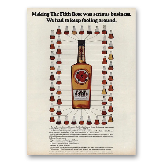 1966 Four Roses Making the Fifth Rose Was Serious Business Vintage Magazine Print Ad