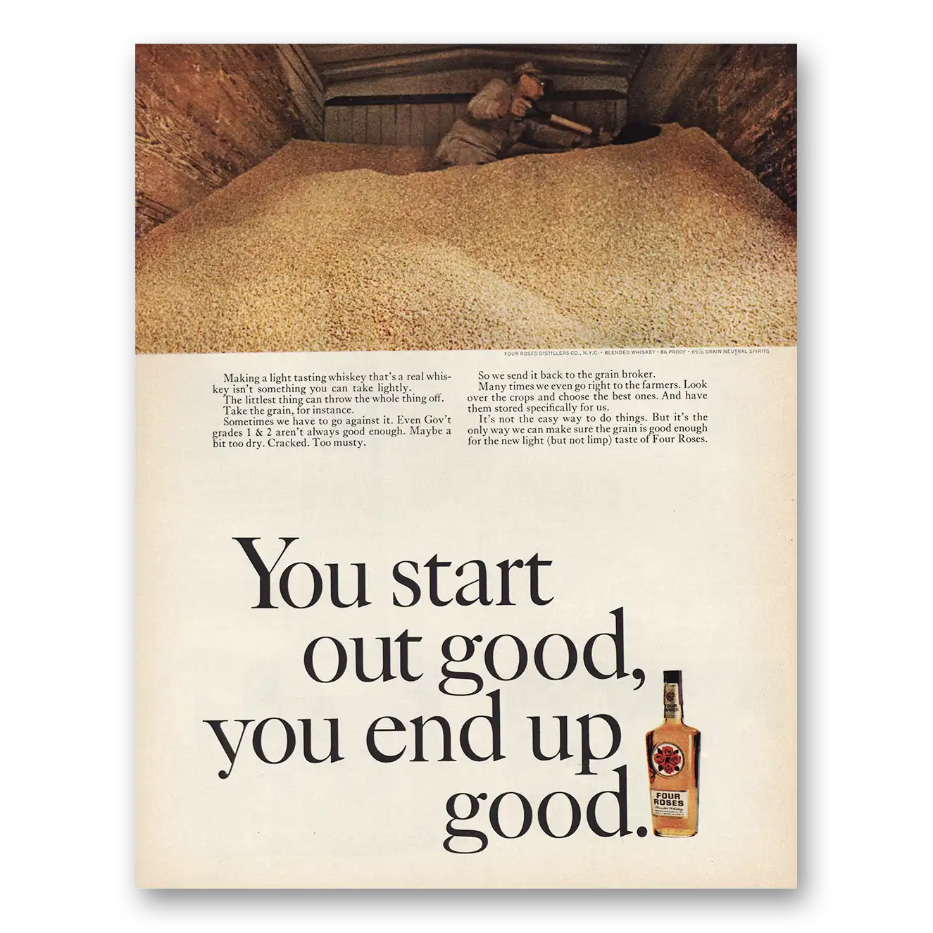 1966 Four Roses Start Out Good End Up Good Vintage Magazine Print Ad