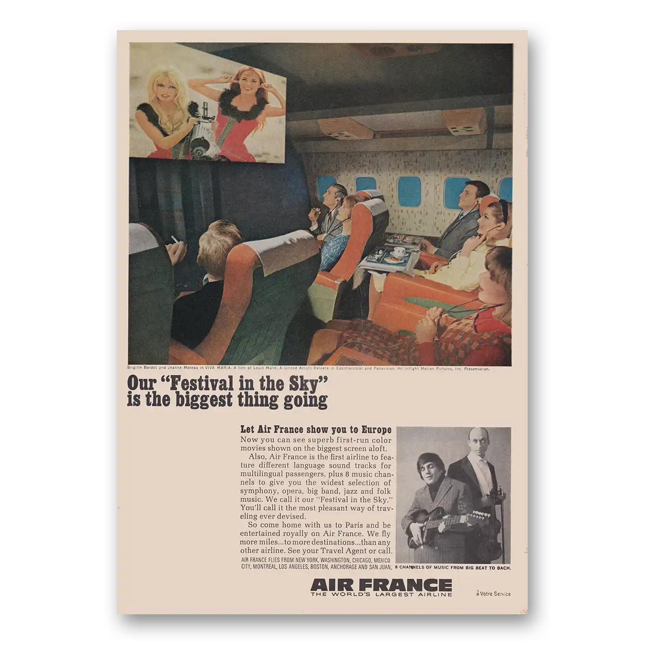 1966 Air France Festival in the Sky is the Biggest Thing Going Vintage Magazine Print Ad