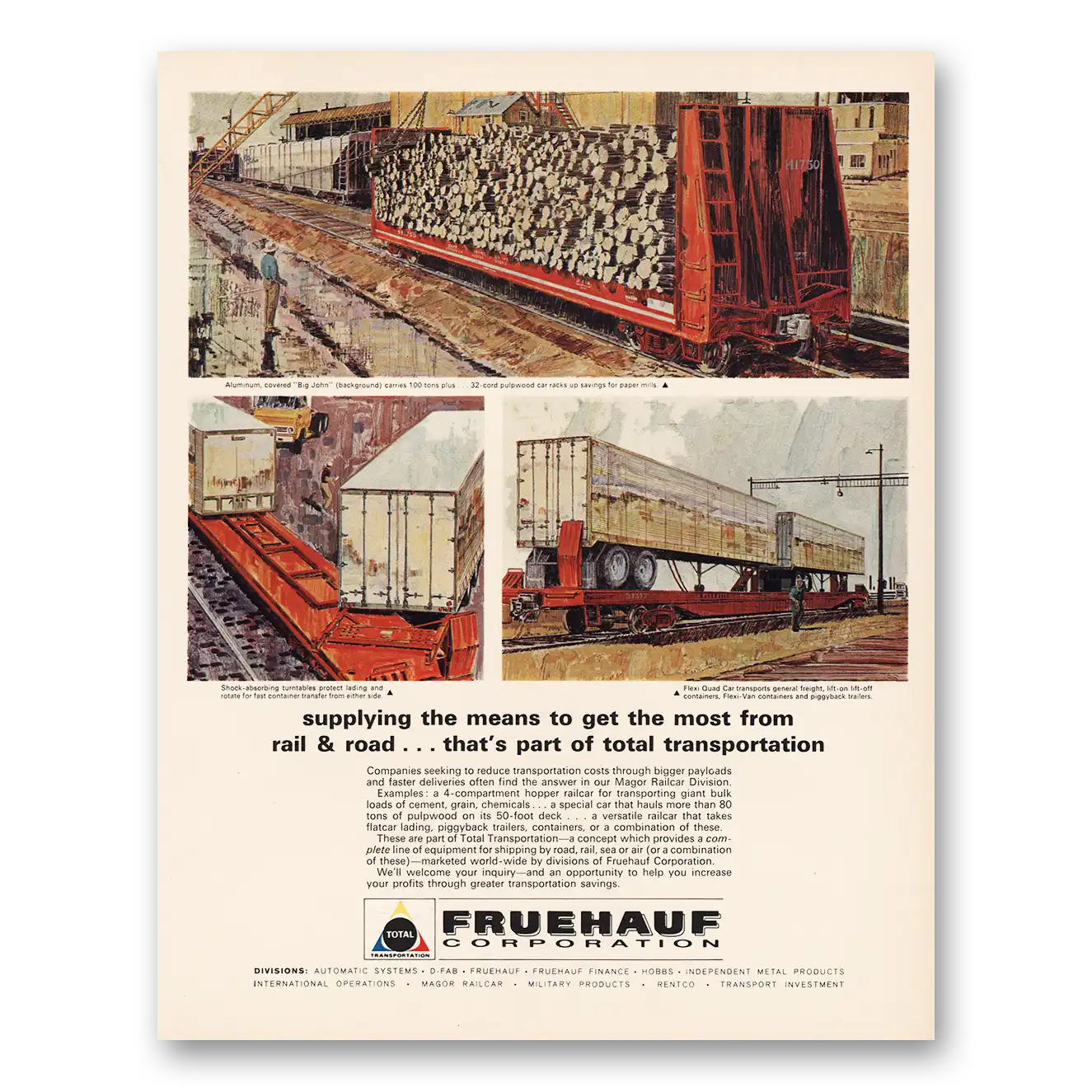 1966 Fruehauf Trailer Get the Most From Rail and Road Vintage Magazine Print Ad