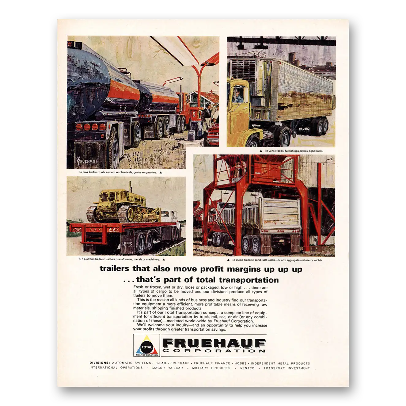 1966 Fruehauf Trailer That Also Move Profit Margins Vintage Magazine Print Ad