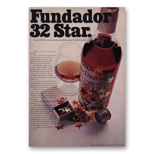 1966 Fundador 32 Star No Star System Vintage Magazine Print Ad