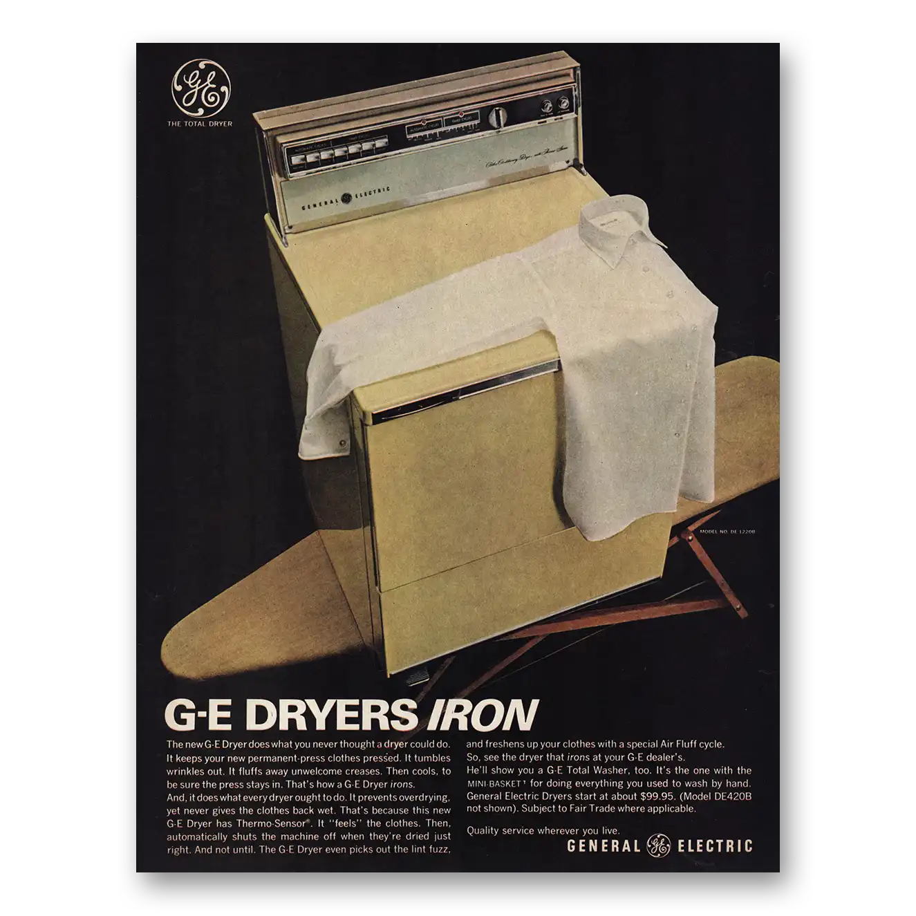 1966 General Electric Dryers GE Dryers Iron Vintage Magazine Print Ad