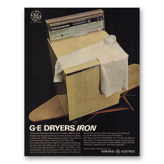 1966 General Electric Dryers GE Dryers Iron Vintage Magazine Print Ad