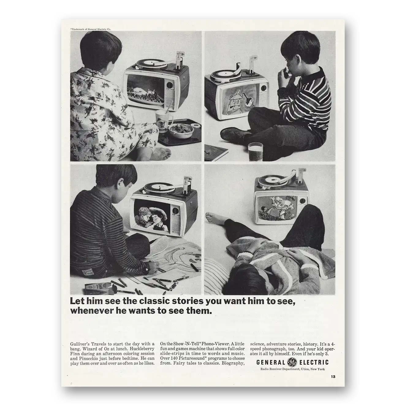 1966 Show n Tell Phono Viewer Classic Stories Vintage Magazine Print Ad