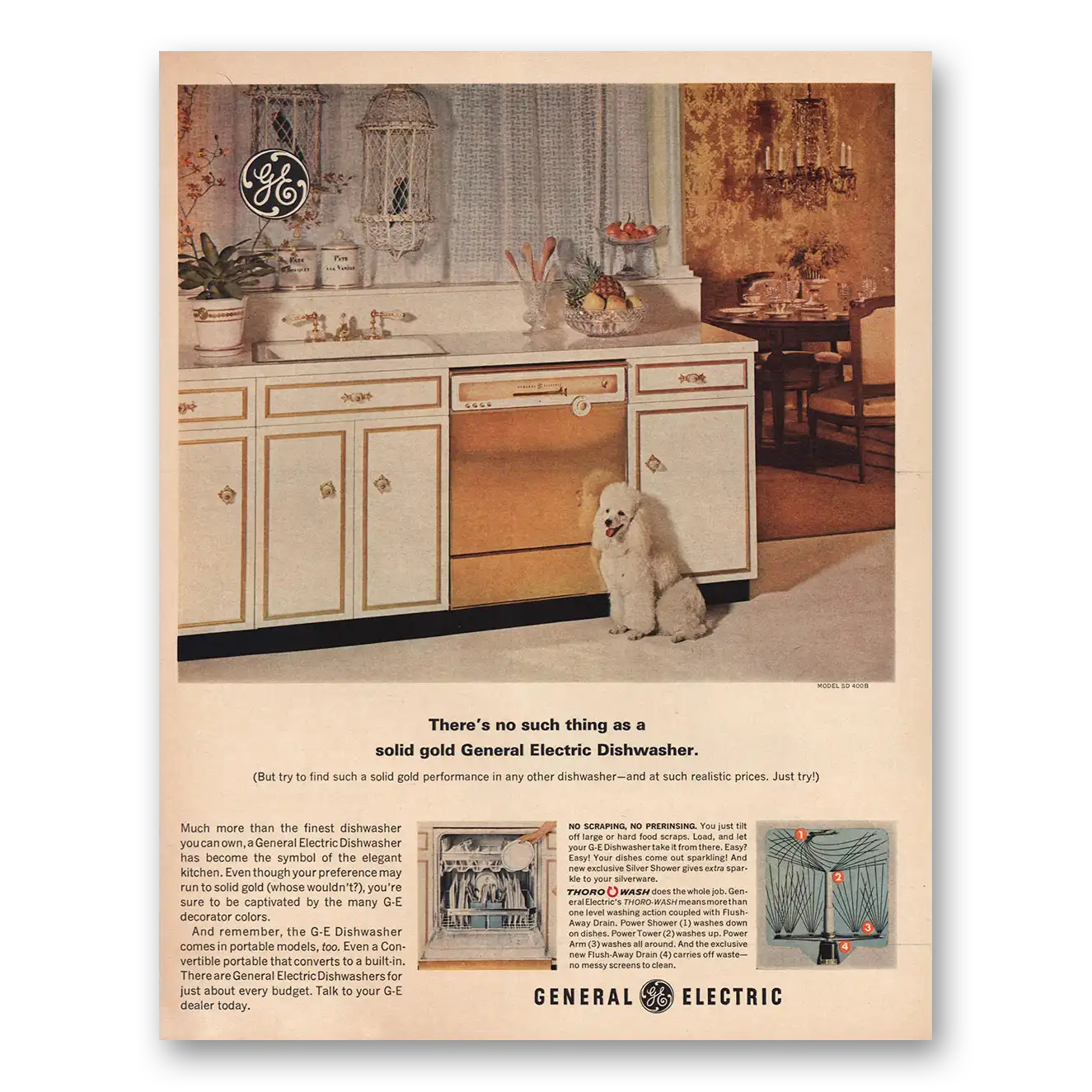 1966 General Electric Dishwasher No Such Thing As Solid Gold Vintage Magazine Print Ad