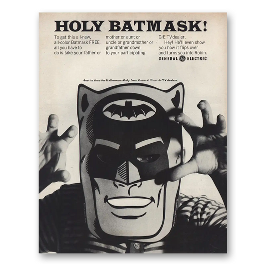 1966 General Electric Television Holy Batmask Vintage Magazine Print Ad