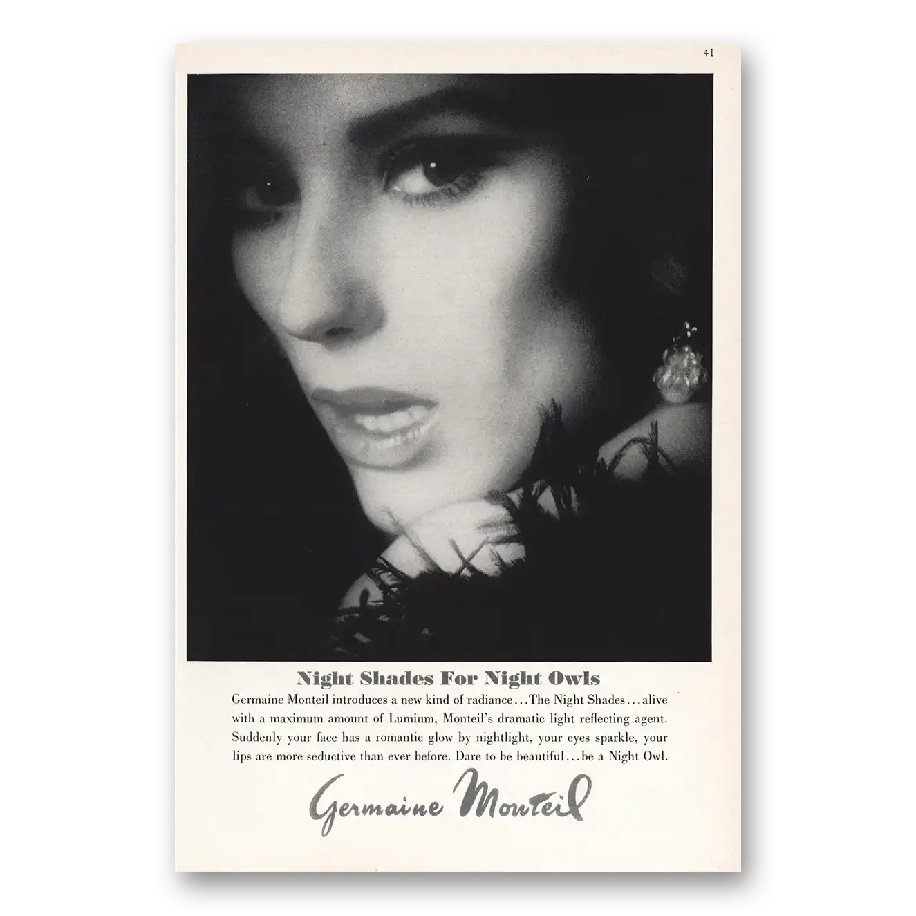 1966 Germaine Monteil Night Shades for Night Owls Vintage Magazine Print Ad