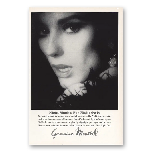 1966 Germaine Monteil Night Shades for Night Owls Vintage Magazine Print Ad