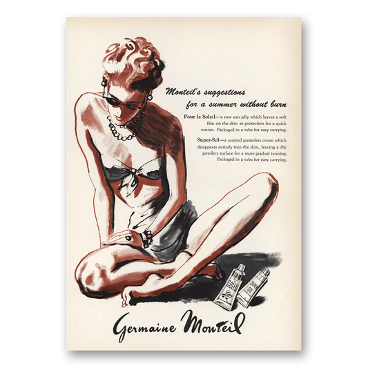 1966 Germaine Monteil Summer Without Burn Vintage Magazine Print Ad