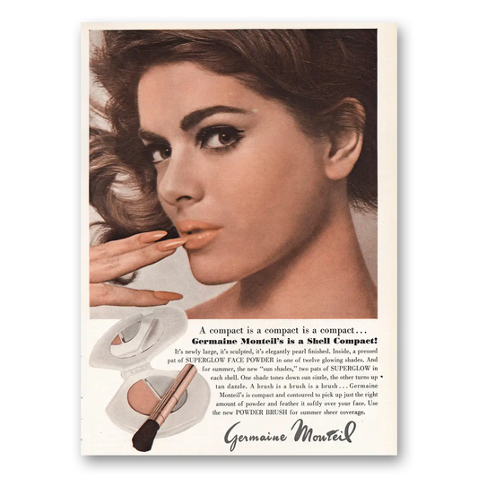 1966 Germaine Monteil Shell Compact Vintage Magazine Print Ad