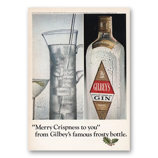 1966 Gilbeys Gin Merry Crispness To You Vintage Magazine Print Ad