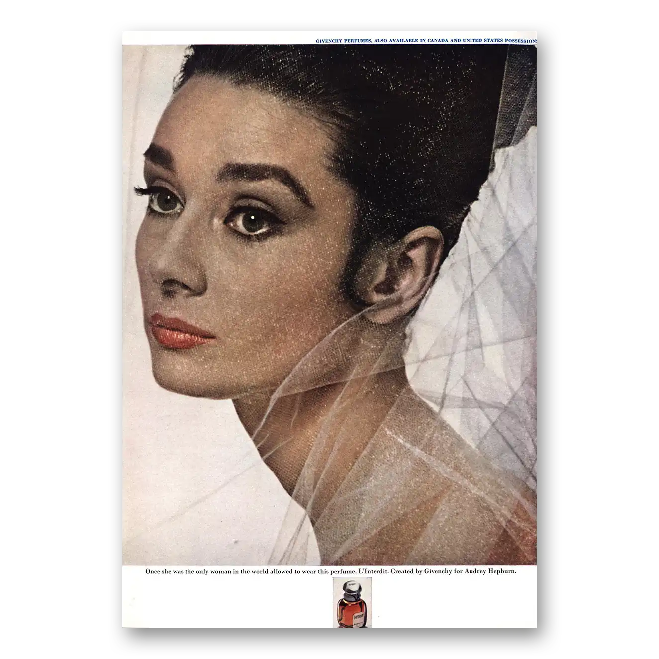 1966 Givenchy Audrey Hepburn Vintage Magazine Print Ad