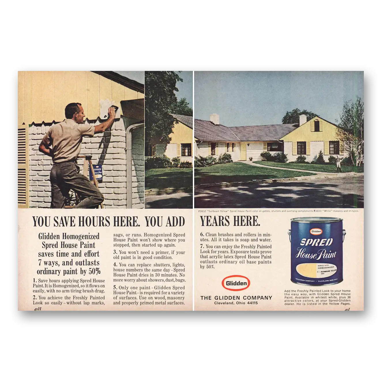 1966 Glidden Paint Homogenized Spred House Paint Vintage Magazine Print Ad