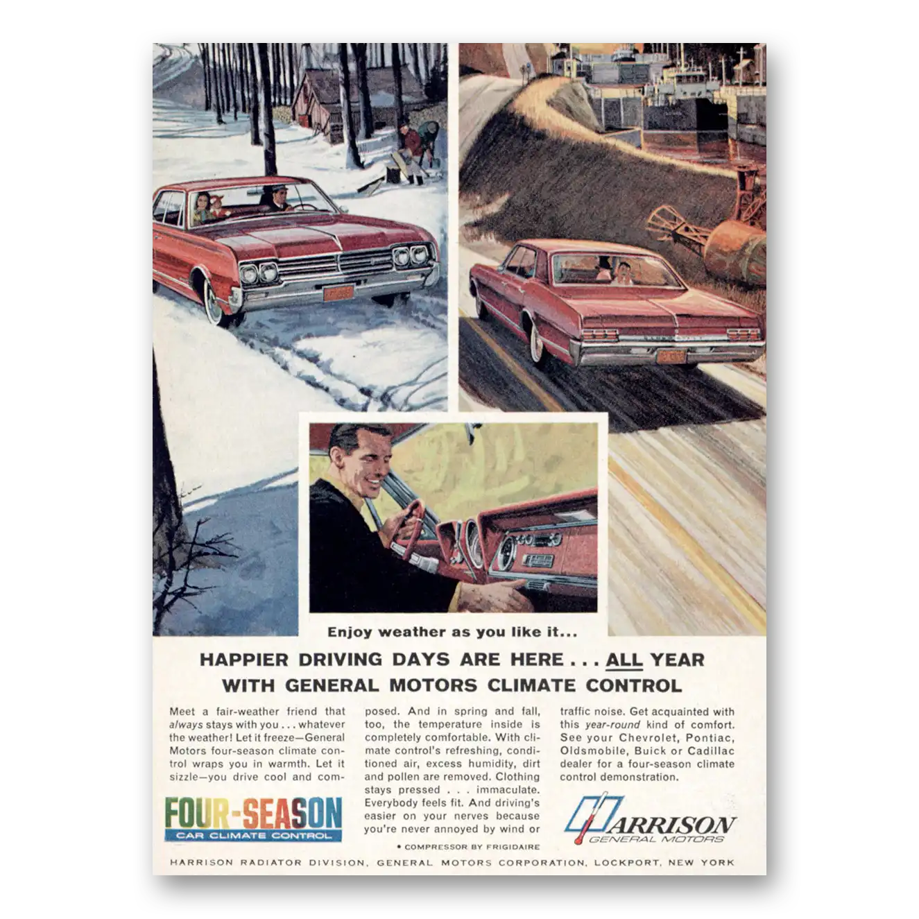 1966 GM Harrison Happier Driving Days Are Here Vintage Magazine Print Ad