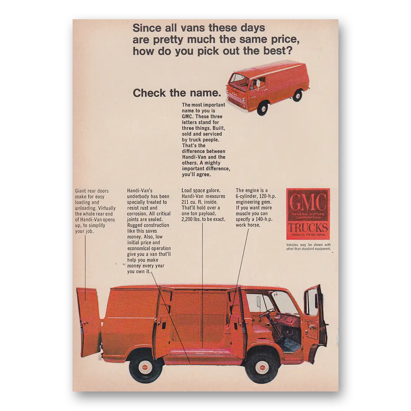 1966 GMC Trucks Check the Name Vintage Magazine Print Ad