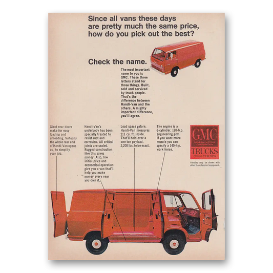 1966 GMC Trucks Check the Name Vintage Magazine Print Ad