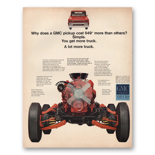 1966 GMC Trucks Why Does a Pickup Cost 49 More Vintage Magazine Print Ad