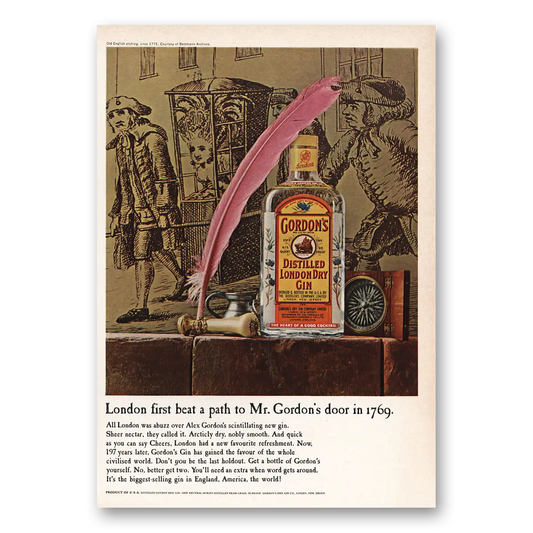 1966 Gordons Gin London First Beat a Path Vintage Magazine Print Ad