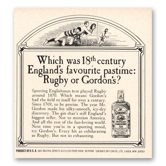 1966 Gordons Gin Englands Favourite Pastime Rugby or Gordons Vintage Magazine Print Ad