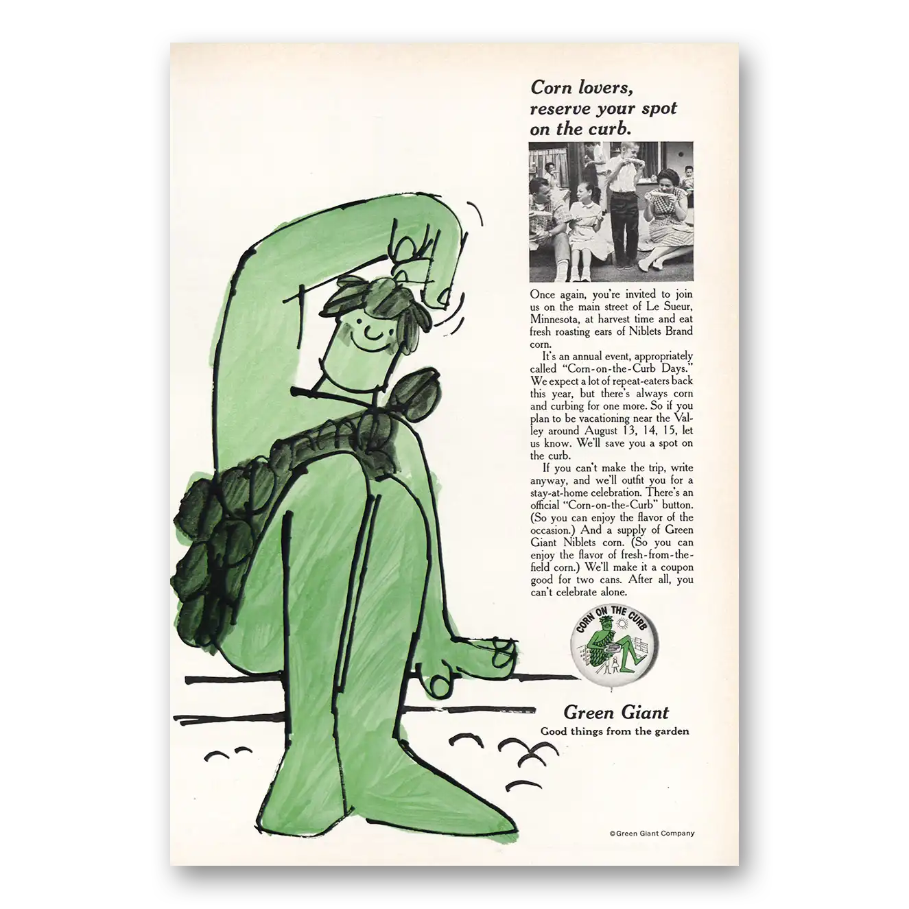 1966 Green Giant Corn Lovers Reserve Your Spot Vintage Magazine Print Ad