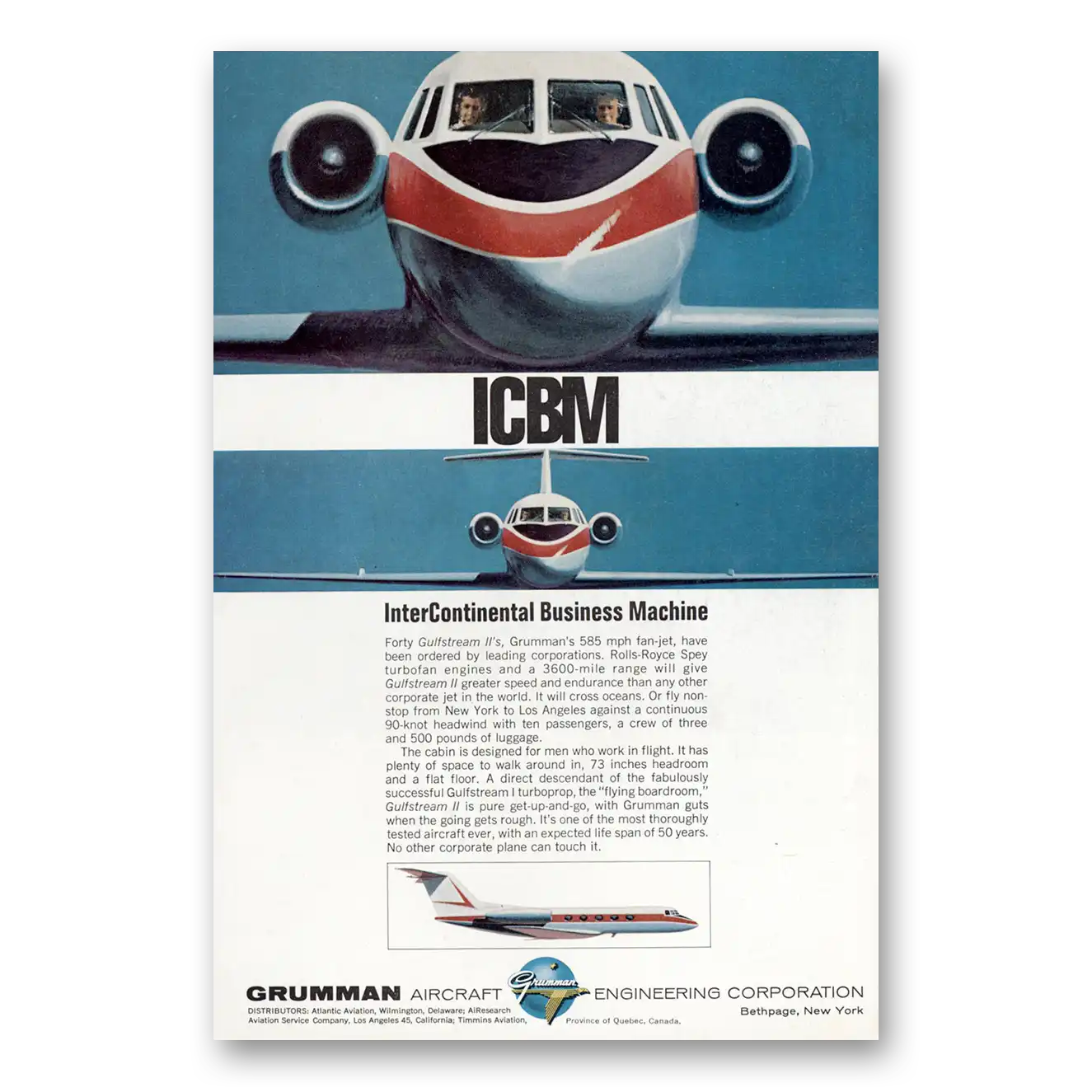 1966 Grumman ICBM Intercontinental Business Vintage Magazine Print Ad