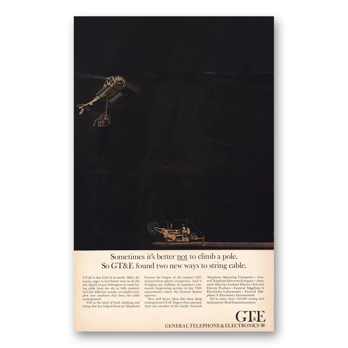 1966 General Telephone GTE Sometimes Better Not To Climb Pole Vintage Magazine Print Ad