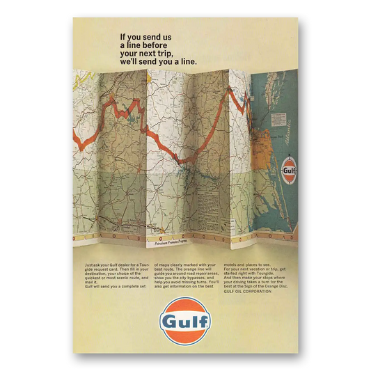 1966 Gulf Oil Send Us a Line Vintage Magazine Print Ad