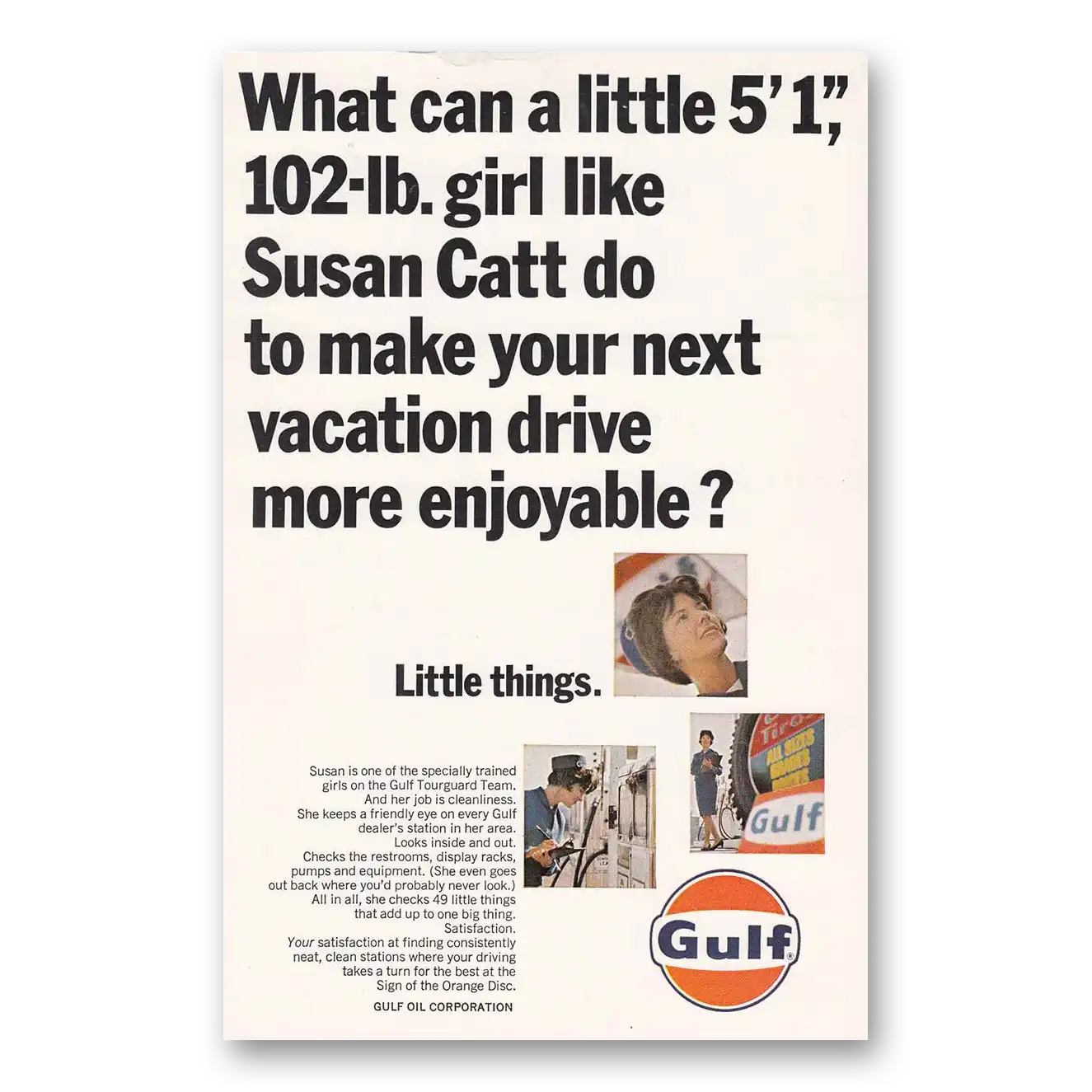 1966 Gulf Oil Susan Catt Vintage Magazine Print Ad