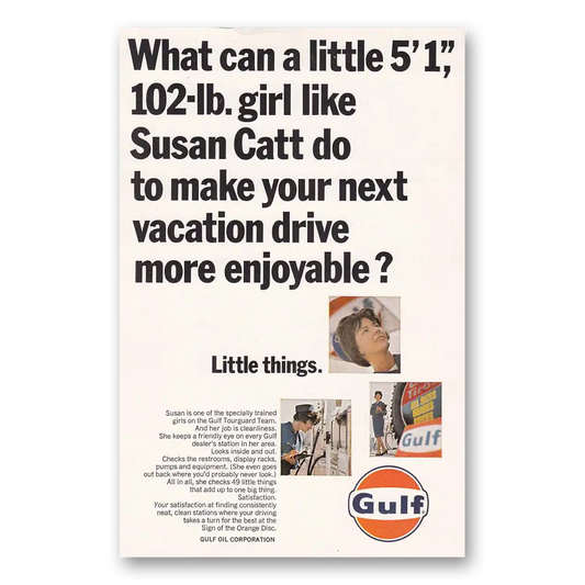 1966 Gulf Oil Susan Catt Vintage Magazine Print Ad