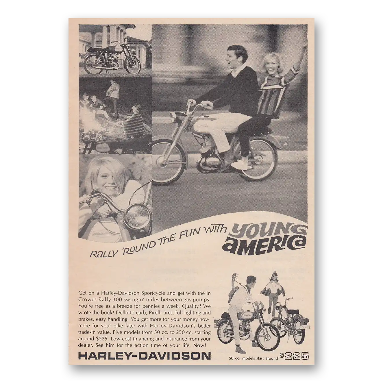 1966 Harley Davidson Young America Vintage Magazine Print Ad