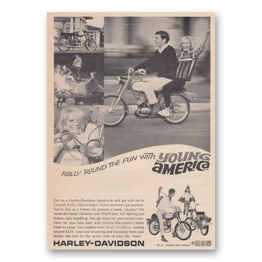 1966 Harley Davidson Young America Vintage Magazine Print Ad