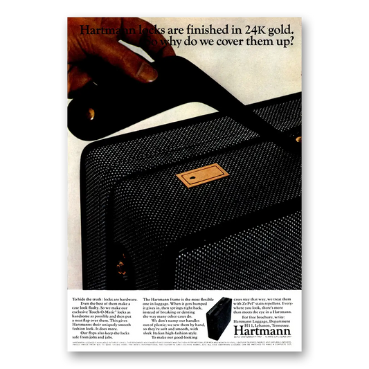 1966 Hartmann Luggage Locks Are Finished In 24K Gold Vintage Magazine Print Ad