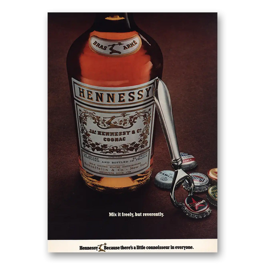 1966 Hennessy Cognac Mix It Freely But Reverently Vintage Magazine Print Ad