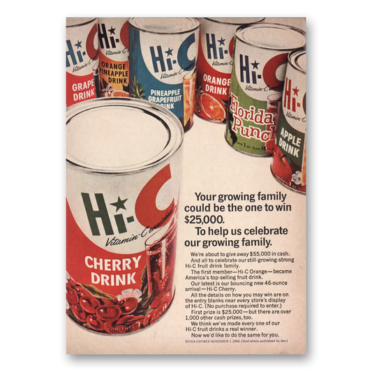 1966 Hi C Growing Family Could Be One to Win Vintage Magazine Print Ad