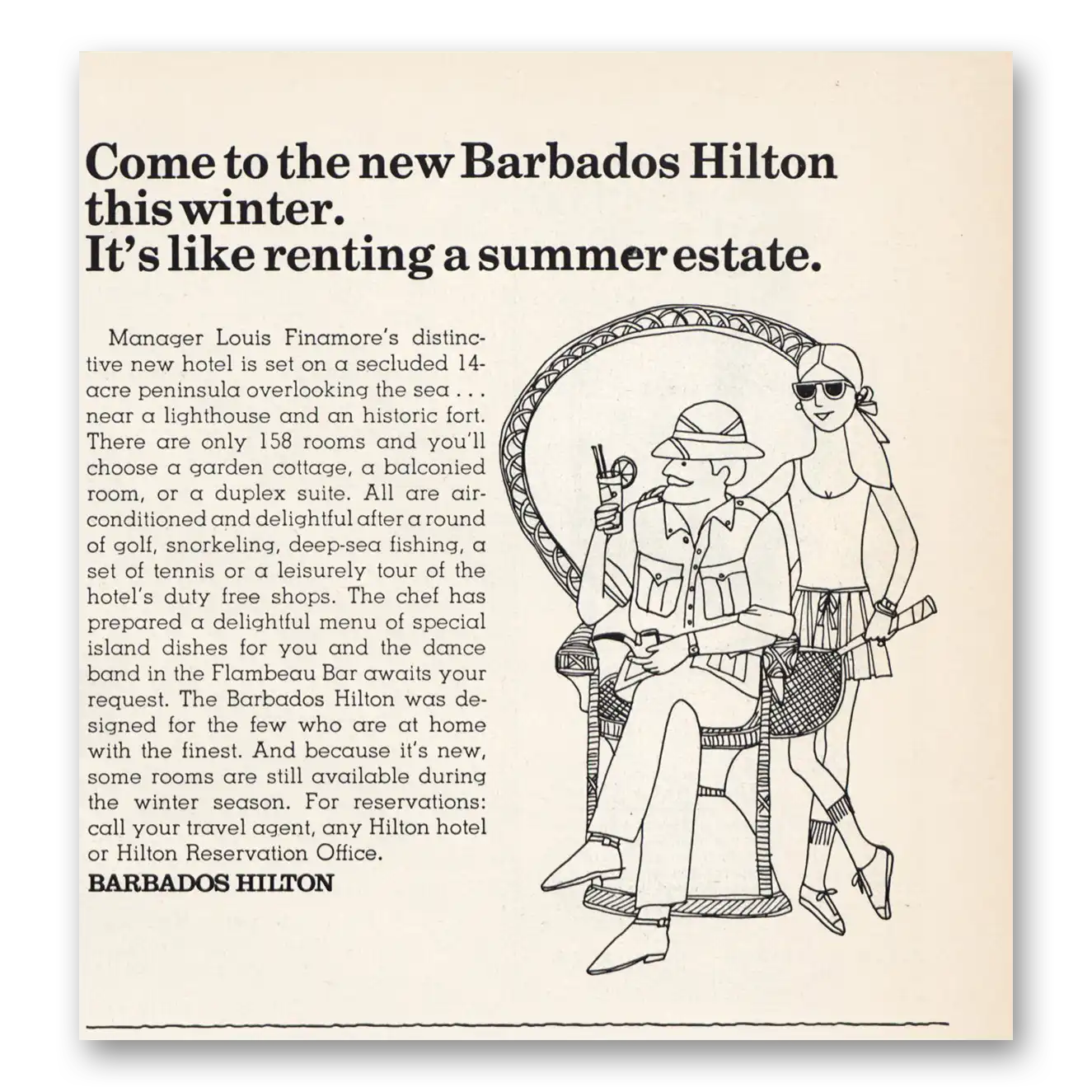 1966 Hilton Hotels Like Renting Summer Estate Vintage Magazine Print Ad