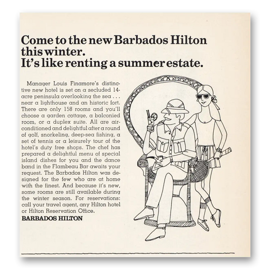 1966 Hilton Hotels Like Renting Summer Estate Vintage Magazine Print Ad