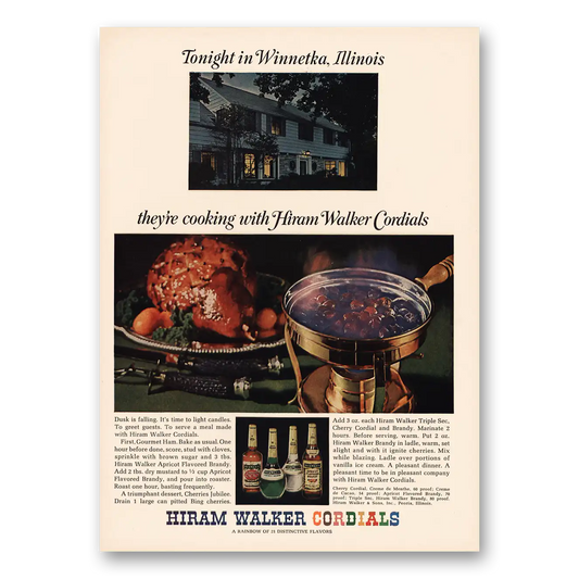 1966 Hiram Walker Tonight In Winnetka Illinois Vintage Magazine Print Ad