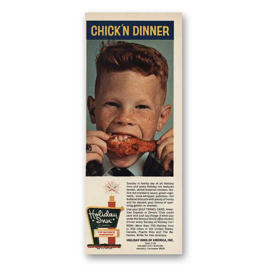 1966 Holiday Inn Chick n Dinner Sunday Family Day Vintage Magazine Print Ad