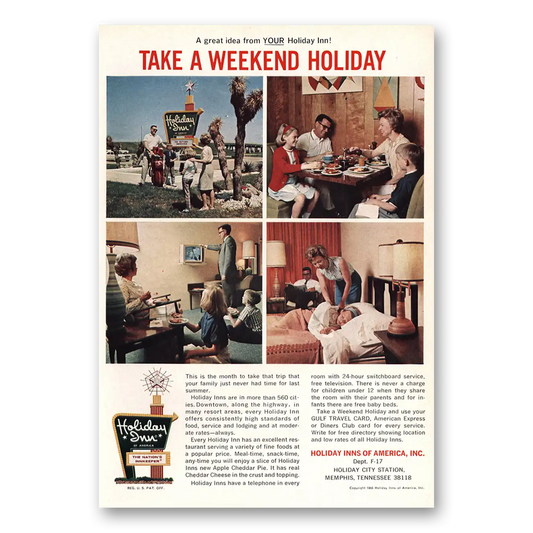 1966 Holiday Inn Take Weekend Holiday Vintage Magazine Print Ad