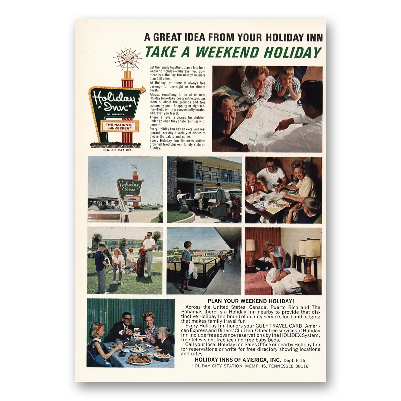 1966 Holiday Inn Great Idea Holiday Weekend Vintage Magazine Print Ad