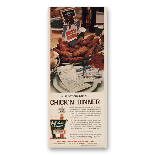 1966 Holiday Inn Chick n Dinner Vintage Magazine Print Ad