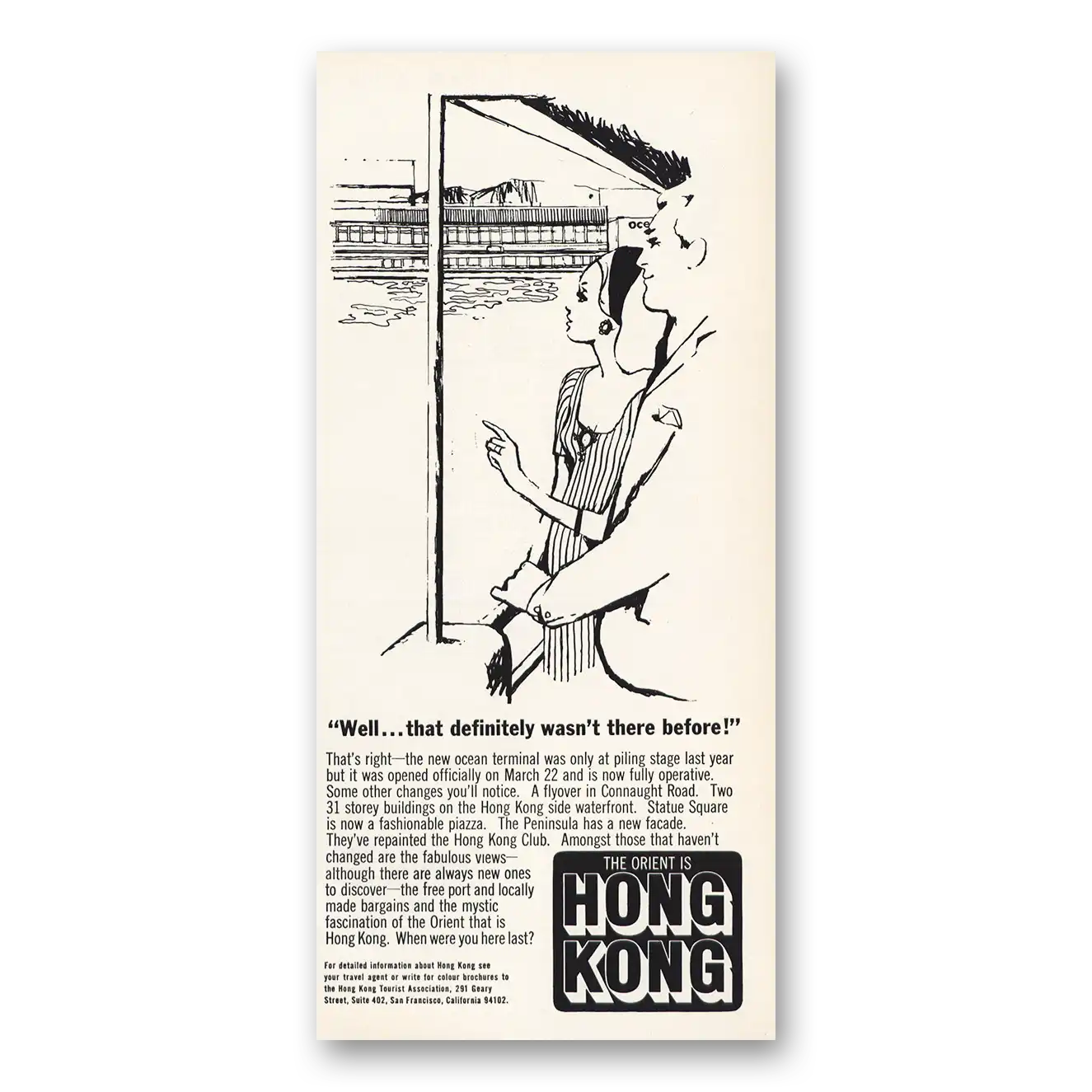 1966 Hong Kong Definitely Wasn’t There Before Vintage Magazine Print Ad