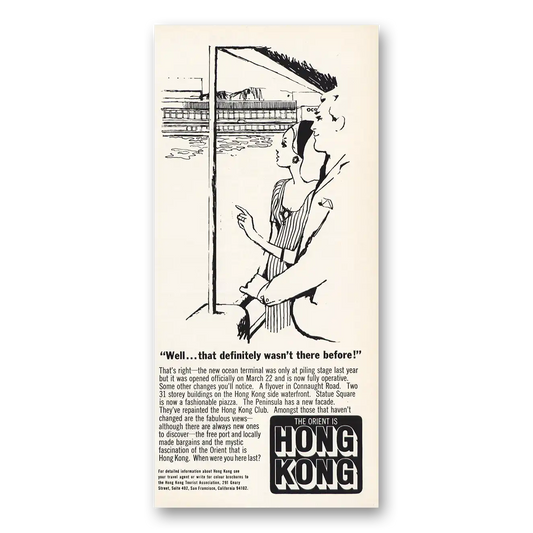 1966 Hong Kong Definitely Wasn’t There Before Vintage Magazine Print Ad