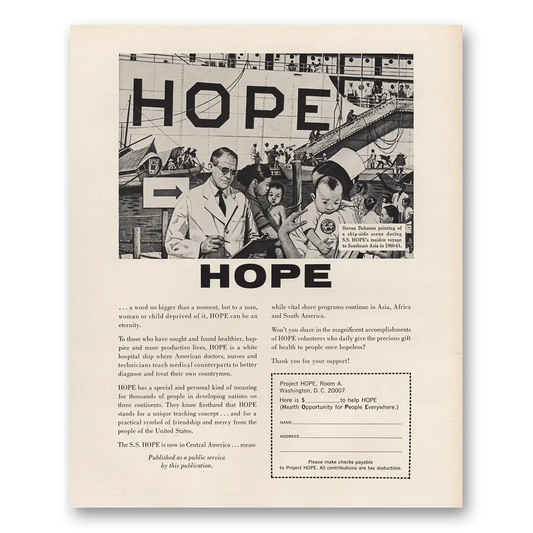 1966 Project Hope Maiden Voyage Southeast Asia Vintage Magazine Print Ad