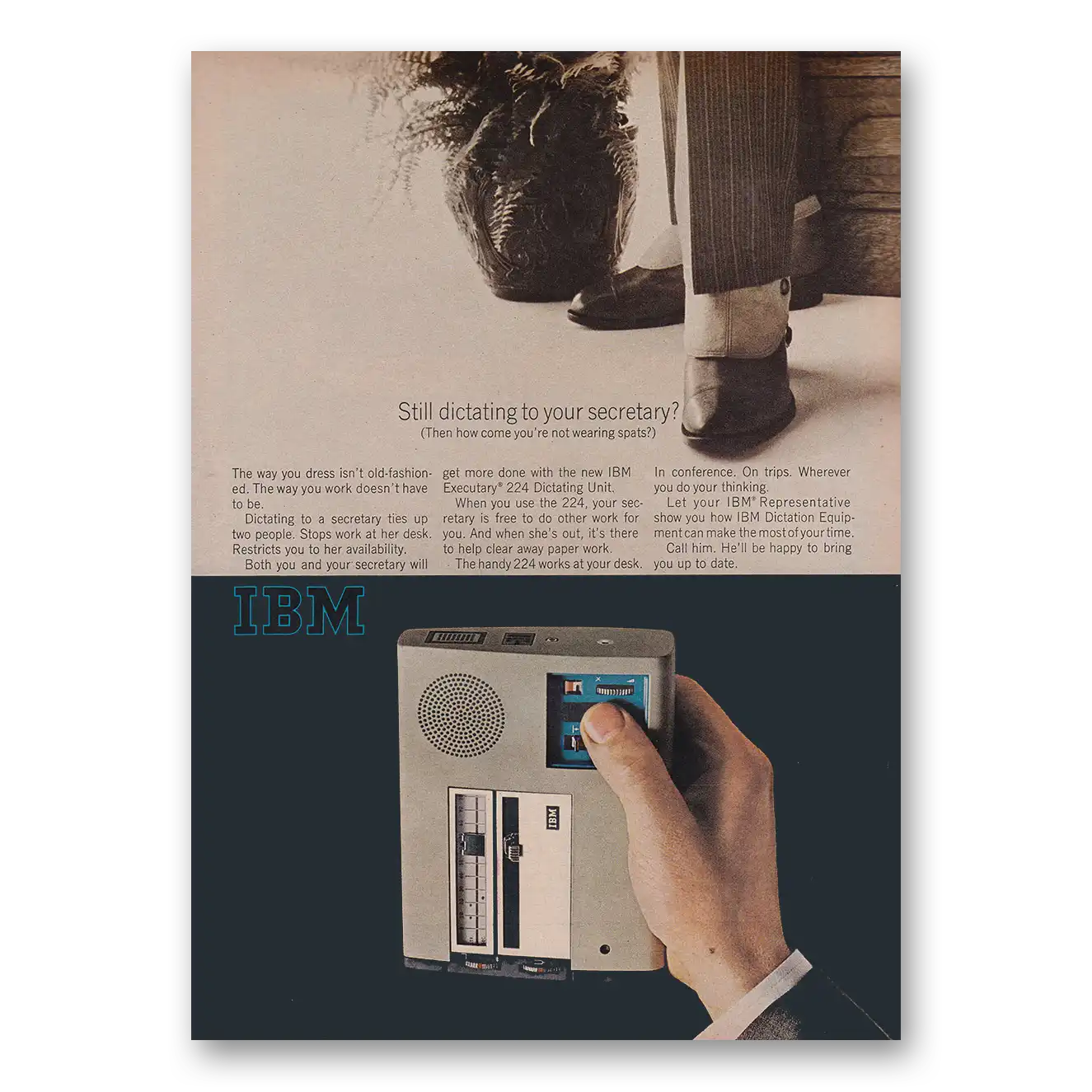 1966 IBM Executary Dictating Unit Still Dictating to Your Secretary Vintage Magazine Print Ad