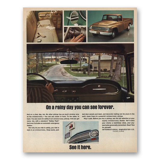 1966 International Harvester On Rainy Day See Forever Vintage Magazine Print Ad